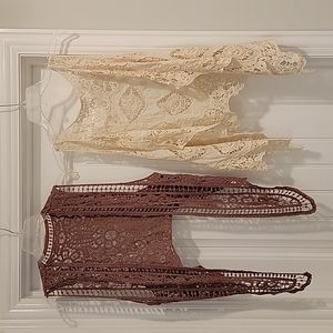 Two boho hippie crochet vests